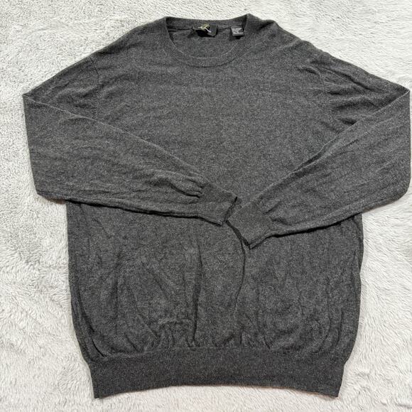 Pure Cashmere Sweater Mens XL Gray 100% Cashmere Crewneck Pullover Classic - Picture 1 of 9
